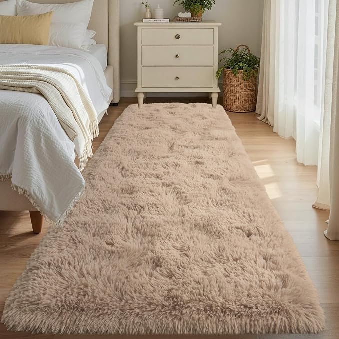 Noahas 2x6 Beige Fluffy Soft Runner Rug Non-Slip by ModernHomeDecor