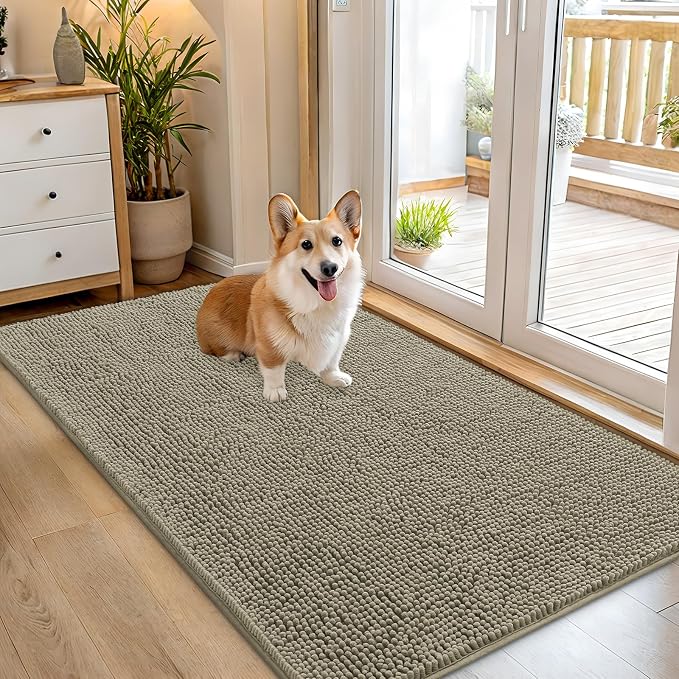 OLANLY Dog Door Mat for Muddy Paws 54x32, Super Absorbent Chenille Mud Mat | by OLANLY