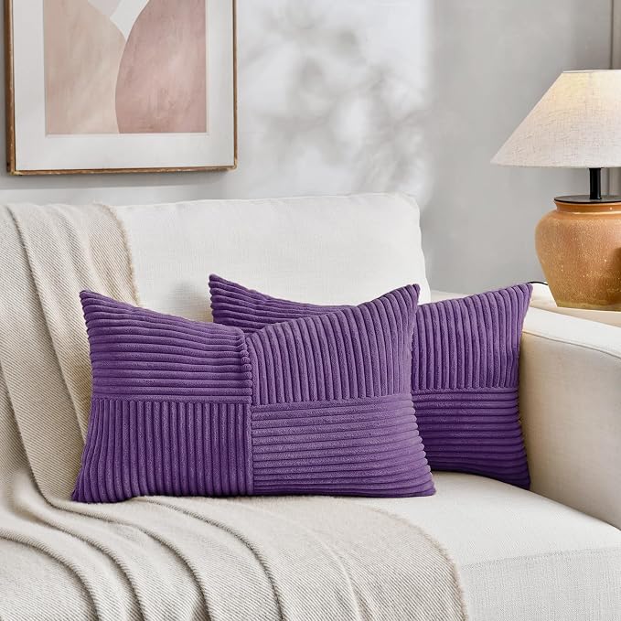 Fancy Homi 2 Packs Purple Lumbar Decorative Throw Pillow Covers 14x24 Inch - Image 5