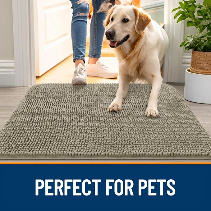 OLANLY Dog Door Mat for Muddy Paws 59x24, Super Absorbent Chenille Mud Mat | - Image 6