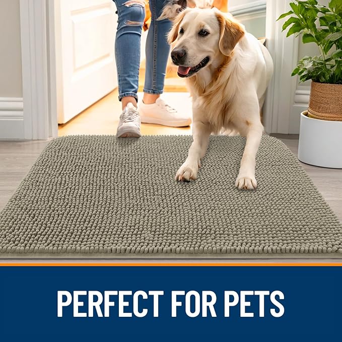 OLANLY Dog Door Mat for Muddy Paws 50x30, Super Absorbent Chenille Mud Mat | - Image 6