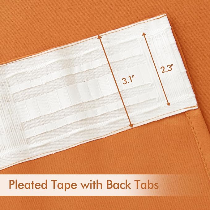 MIULEE Fall Orange Back Tab Blackout Curtains 52x84 Inch Length 2 Panel Set | - Image 4