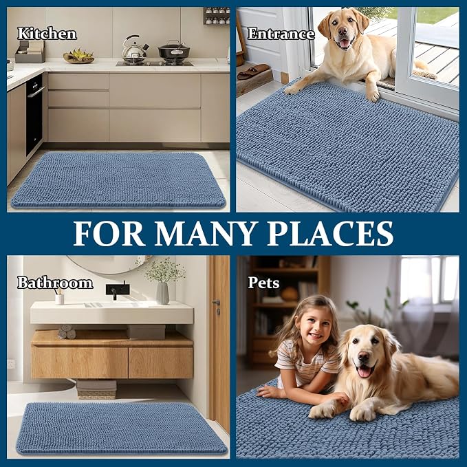OLANLY Dog Door Mat for Muddy Paws 47x17, Super Absorbent Chenille Mud Mat | - Image 8
