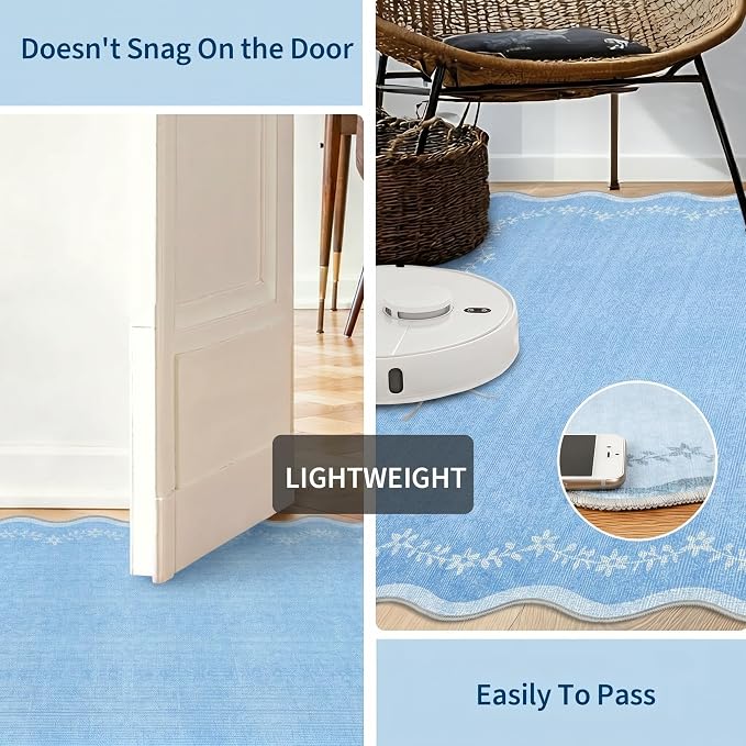 GarveeHome 2.5x8 Scalloped Washable Runner Rug Non Slip Hallway Kitchen Rug | - Image 5