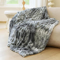 Ultra Soft Cozy Faux Fur Throw Blanket, Fuzzy Plush Thick Bubble Blanket by blunique