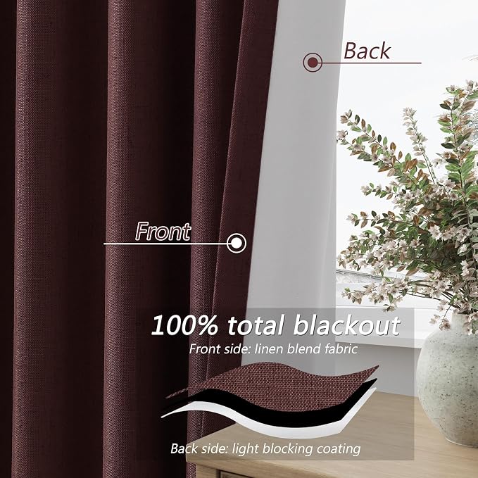 100% Blackout Curtains 96 Inch Length 2 Panels Set - Image 5