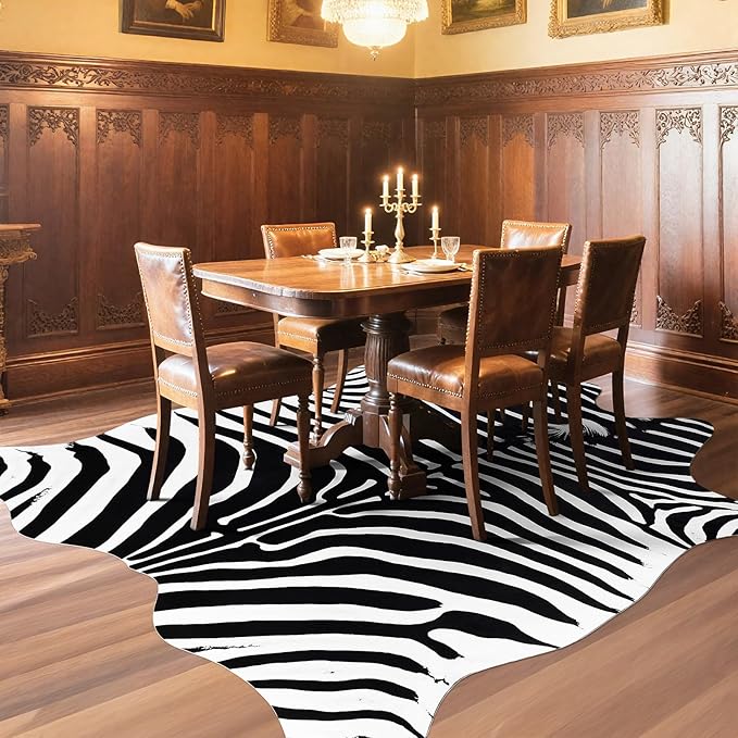 Faux Zebra Rug, Large Zebra Print Rug Animal Hide Rugs, 6.2 x 5.2 Ft | Print - Image 6