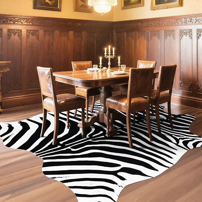 Faux Zebra Rug, Large Zebra Print Rug Animal Hide Rugs, 7 x 6.2 Ft | Print Hide - Image 7