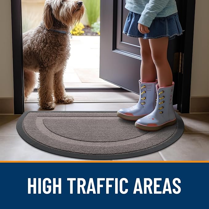 OLANLY Half Circle Front Door Mat Outside 35x23 All-Season Rubber Doormat | - Image 6