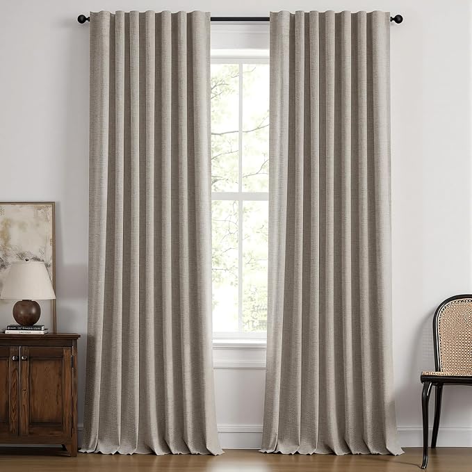 MIULEE 100% Blackout Linen Curtains by MIULEE