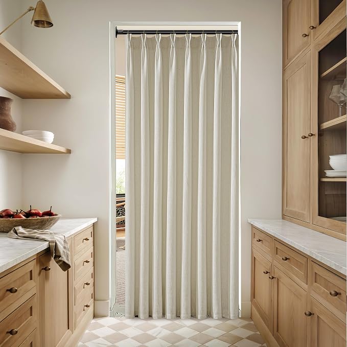 Semi Sheer Flax Linen Blend Pinch Pleat Beige Linen 72 Inch Curtains 50W | - Image 8