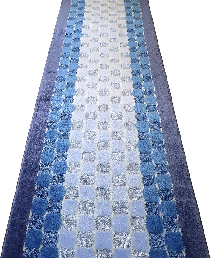 34 Ft Blue Extra Long Hallway Runner Rug, Custom Size, Non Slip Washable | - Image 6