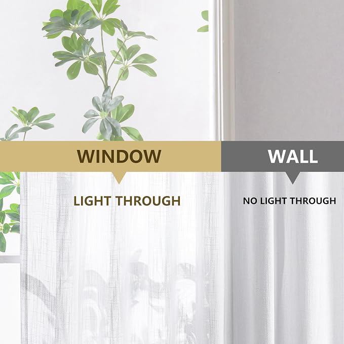 MYSKY HOME White Curtains for Living Room 1 Panel, Semi Sheer Curtains & Drapes - Image 7