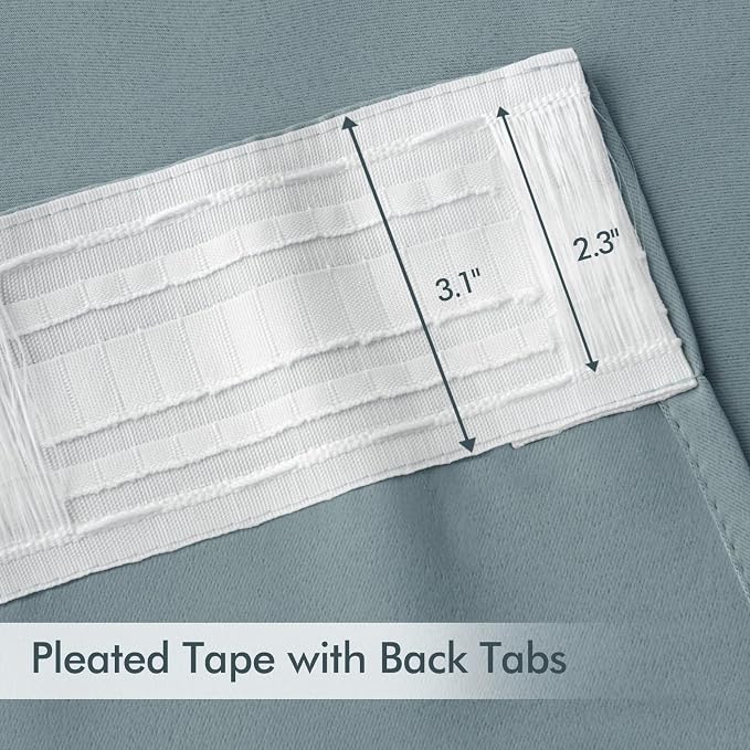 MIULEE Slate Blue Back Tab Blackout Curtains 52x84 Inch Length 2 Panels Set | - Image 4