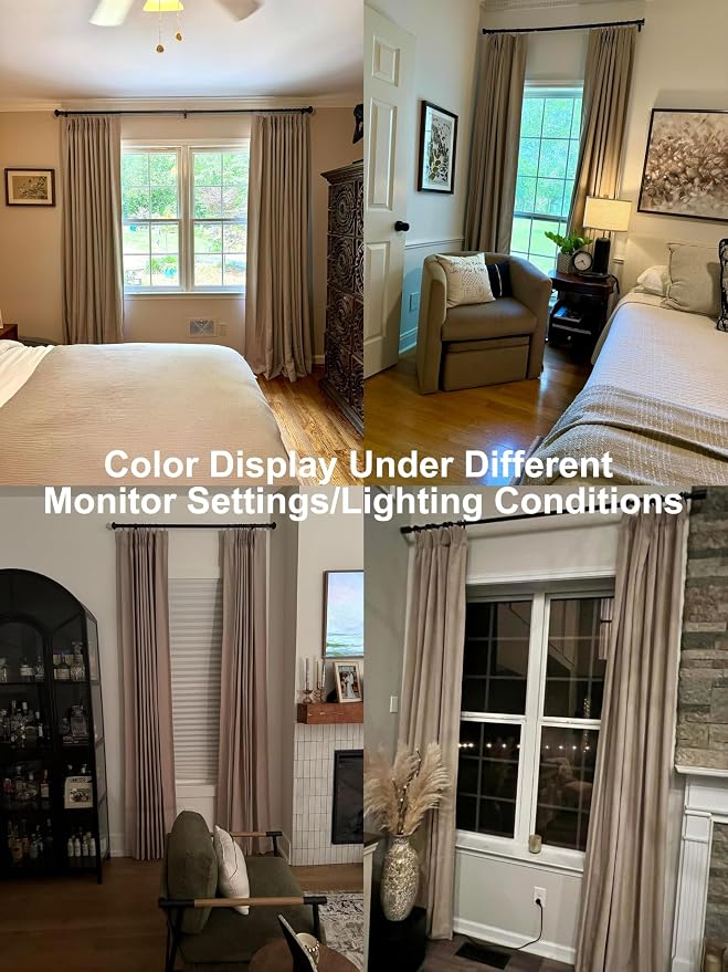 Vision Home Sand Pinch Pleated Full Blackout Curtains Linen Blended Room - Image 3