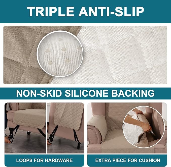 Turquoize 100% Waterproof Wing Chair Cover Wing Armchair Slipcovers Chair Couch - Image 4