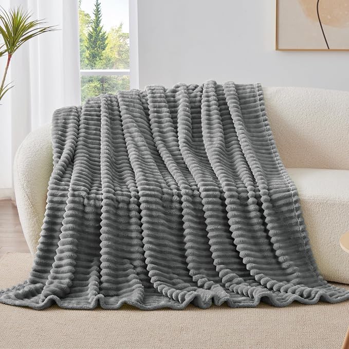 BEDELITE Striped Fleece Throw Blanket, Soft Cozy, Lightweight Warm, Machine - Image 8