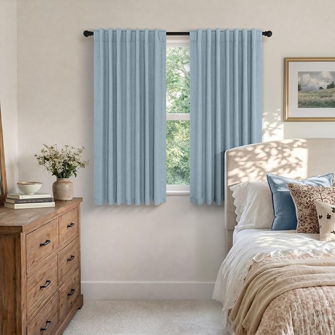 Light Blue Room Darkening Curtains - Image 3