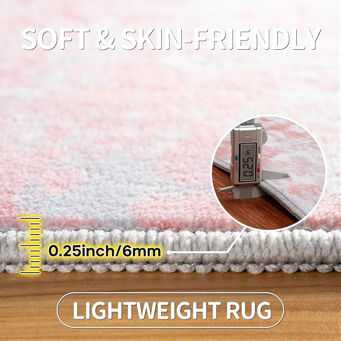 Aelenmu 5x7 Area Rugs for Living Room Bedroom Dining Room Washable Pink | Soft - Image 6