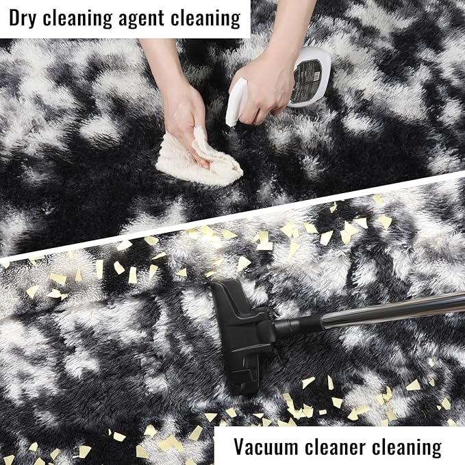 Black White Grey Bedroom Rugs 4x6 Ft, Soft Fuzzy Plush Indoor Floor Area Rug | - Image 6