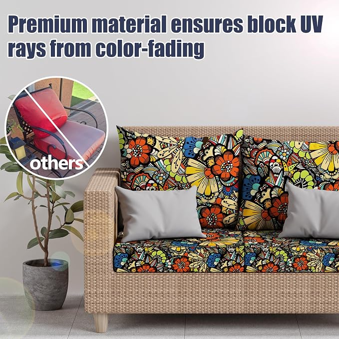 8Pcs Outdoor Cushion Covers, Stretch Patio Furniture Couch Chair Slipcovers | - Image 3