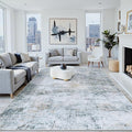 5x7 Washable Area Rug for Living Room Bedroom: Non-Slip Modern Blue Grey | by Oriannal