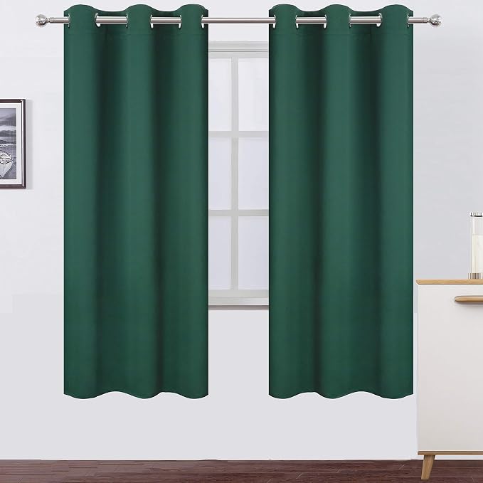 Dark Green Thermal Blackout Curtains/42 x 72 Inch/Set of 2 Panels Room by Lemomo