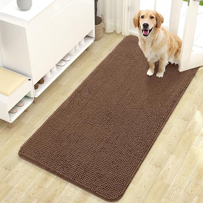 OLANLY Dog Door Mat for Muddy Paws 47x24, Super Absorbent Chenille Mud Mat | by OLANLY