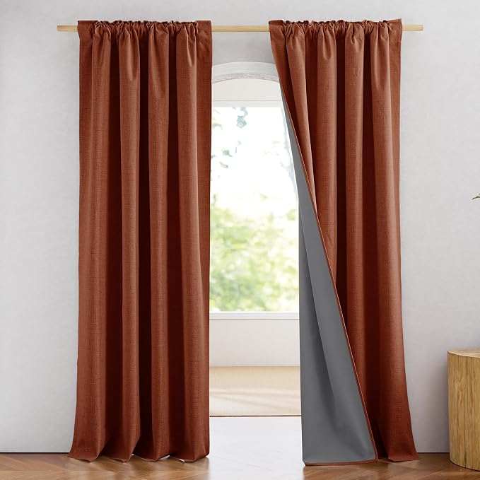 NICETOWN 100% Absolutely Blackout Linen Curtains - Image 2