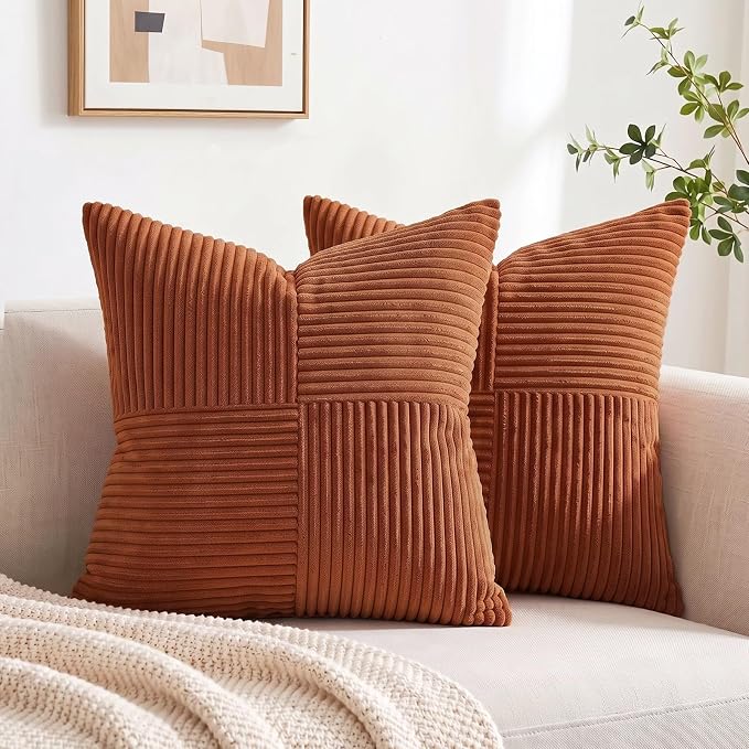 Fancy Homi 2 Packs Rust Decorative Throw Pillow Covers 22x22 Inch - Image 7