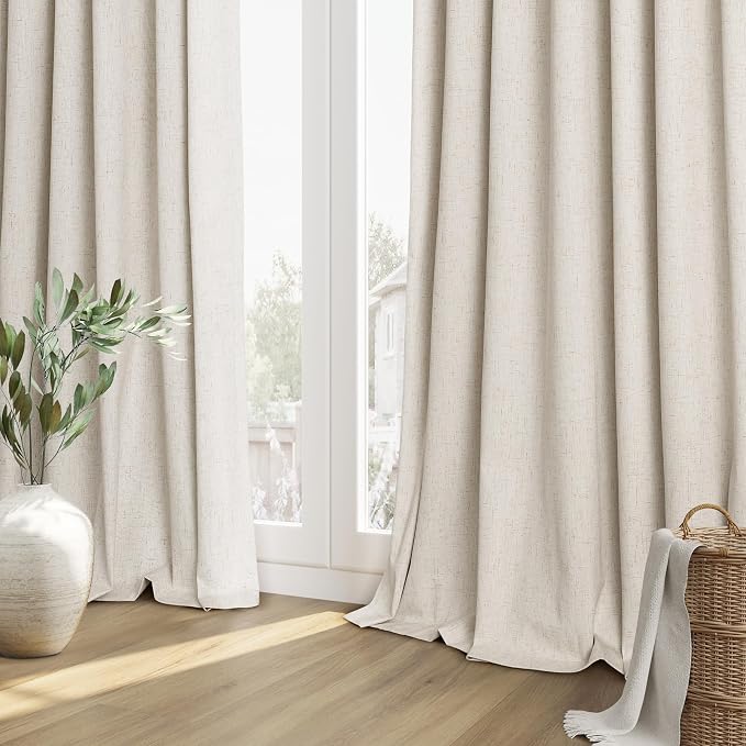 100% Blackout Linen Curtains 102 Inch Length 2 Panels Set - Image 8
