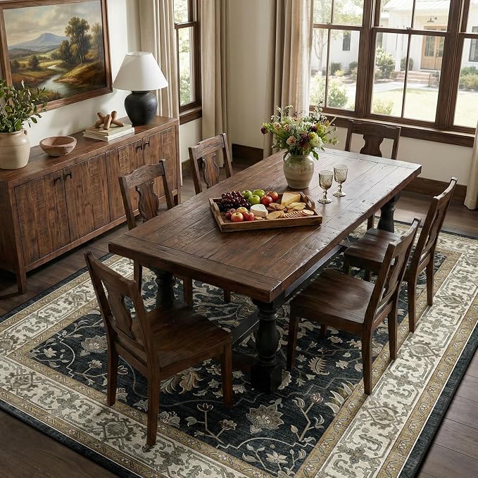 RELEANY Washable Area Rug, Water Repellent, Pet Friendly, Vintage Floral Boho - Image 3