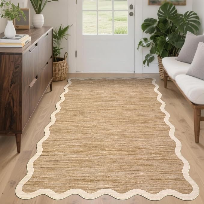GarveeHome Scalloped Washable Area Rug 4x6 Small Entryway Rug Non Slip | Modern - Image 9