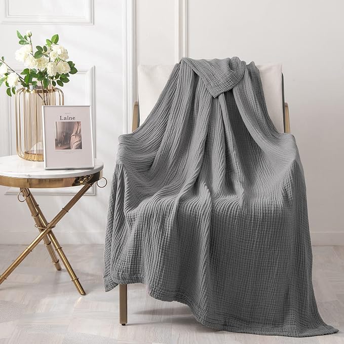 EMME Muslin Blankets for Adults Throw Blanket for Couch Breathable Gauze Soft - Image 7