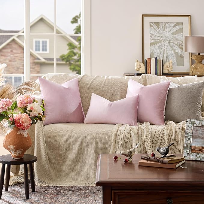 GIGIZAZA Sweet Lilac Velvet Throw Pillow Covers 24x24 Pack of 2 | Decorative - Image 6