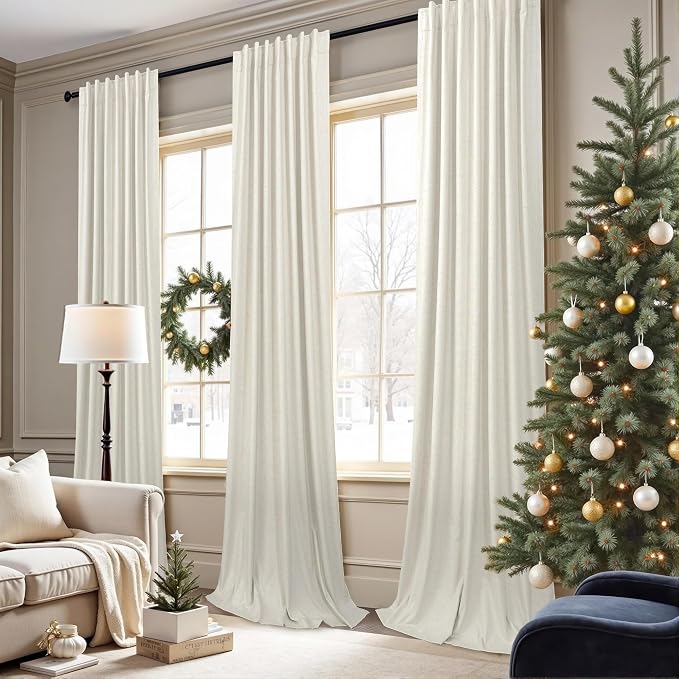 Extra Wide 100 Inch Width Linen Blackout Curtain 84 Inches Long 1 Panel Thick - Image 8