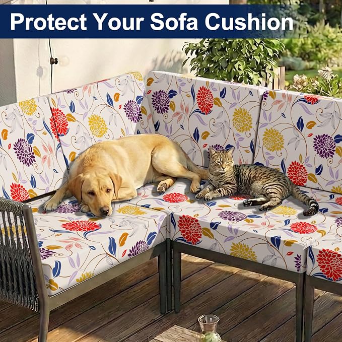 Smiry Waterproof Patio Cushion Covers, Stretch Outdoor Furniture Covers | Couch - Image 8