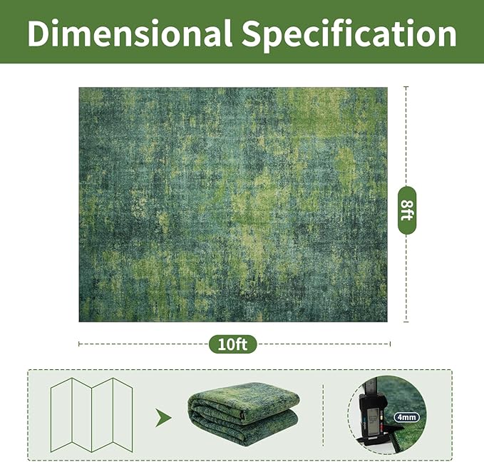 8x10 Green Washable Area Rugs for Living Room, Dining Room, Playroom | Ultra - Image 2