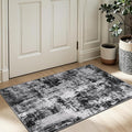 Rugflix 3x5 Entrance Rugs, Washable Black Grey Dark Entry Small Rug | Machine by RugflixAreaRugs