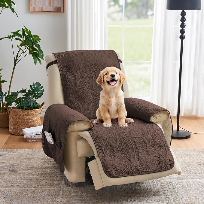 Quilted Recliner Chair Covers, Water-Repellent Recliner Slipcovers, Recliner by Pamhaven