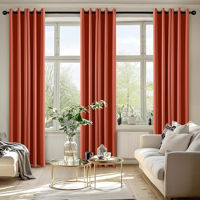 MIULEE Fall Blackout Curtains for Bedroom 2 Panel 40"x84" Long Burnt Orange | - Image 6