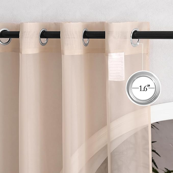 NICETOWN Voile Sheer Curtains 63 inch Length, Grommet Soft Window Treatments Lightweight & Airy Light Filtering Drapes for Bedroom/Kids Room, Taupe, W54 x L63, 2 Pieces