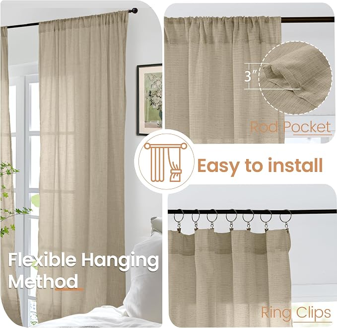 BGment Short Linen Curtains 40 Inches Long - Image 6