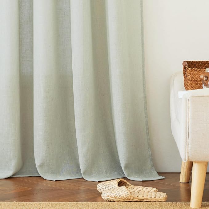 RYB HOME Linen Semi Sheer Kitchen Curtains Over Sink 36 inches Length | Light - Image 4