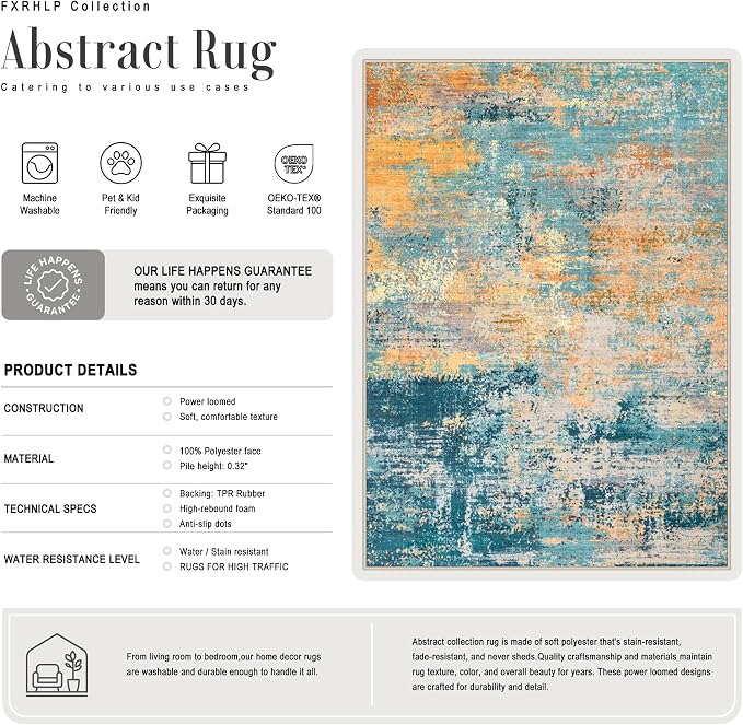 3x8 Washable Runner Rug：Modern Abstract Soft Carpet Rosy Haze | - Image 3