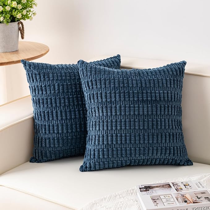 Aegero Pack of 2 Corduroy Decorative Throw Pillow Covers 20x20 Inch, Teal | by Unknown