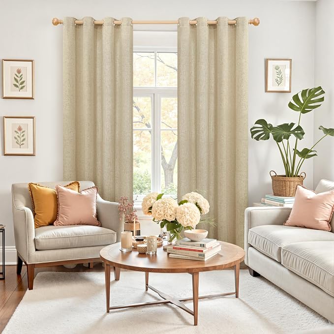 YoungsTex Burlap Linen Curtains 80 Inches Length - Image 2