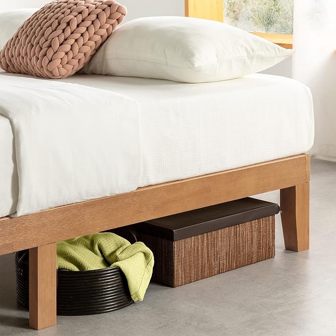 Mellow Naturalista Classic - 12 Inch Solid Wood Platform Bed with Wooden Slats, No Box Spring Needed, Easy Assembly, Full, Natural Pine