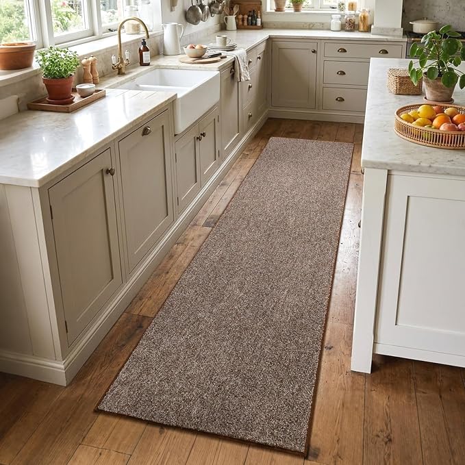 2x8 Coffee/White Runner Rug Washable Non-Slip by Unknown