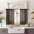 BGment Brown Linen Short Curtains 36 Inch Length by BGment